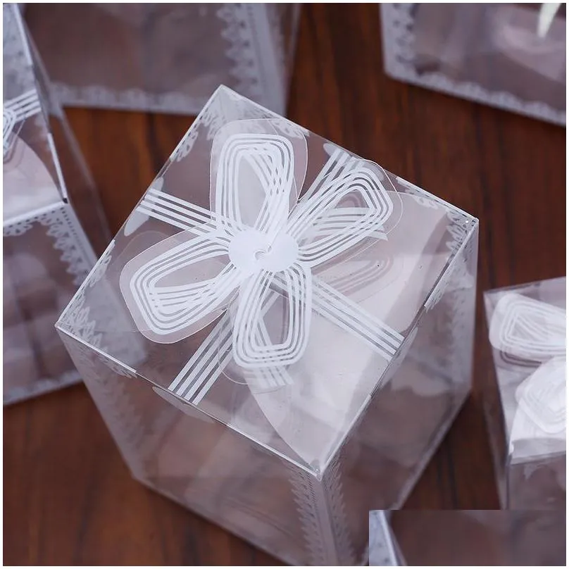 gift wrap 10/50pcs clear pvc box wedding christmas party favor cake candy chocolate plastic packaging boxes transparent flower case