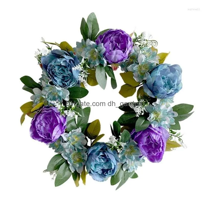 decorative flowers artificial summer wreaths with blue for farmhouse home wedding