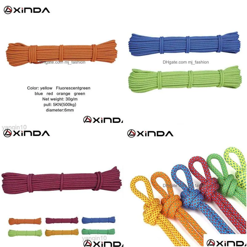 Rock Protection Rock Protection Xinda Escalada 10M Paracord Climbing Rope Accessories Cord 6Mm Diameter 5Kn High Strength Safety Survi Dhks7