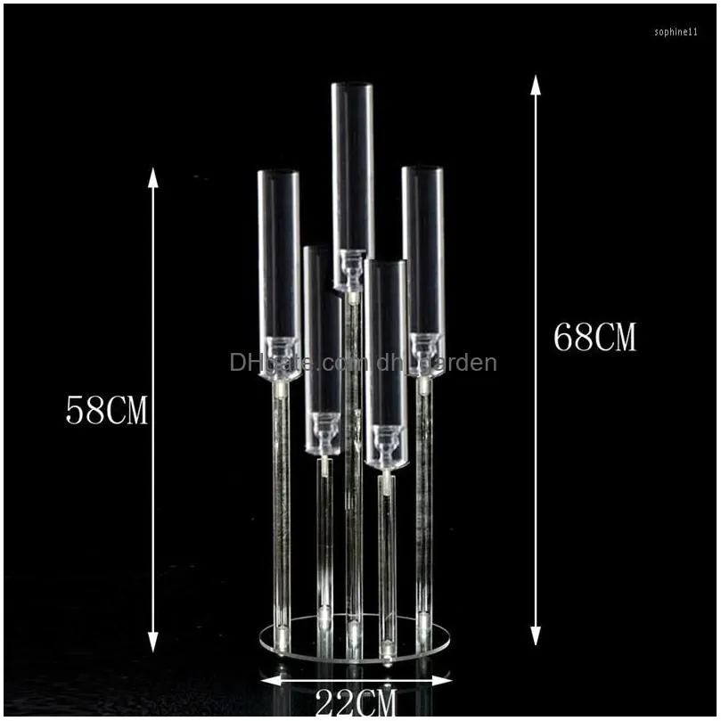 party decoration 2023 clear acrylic 5 head candle holder wedding table centerpiece