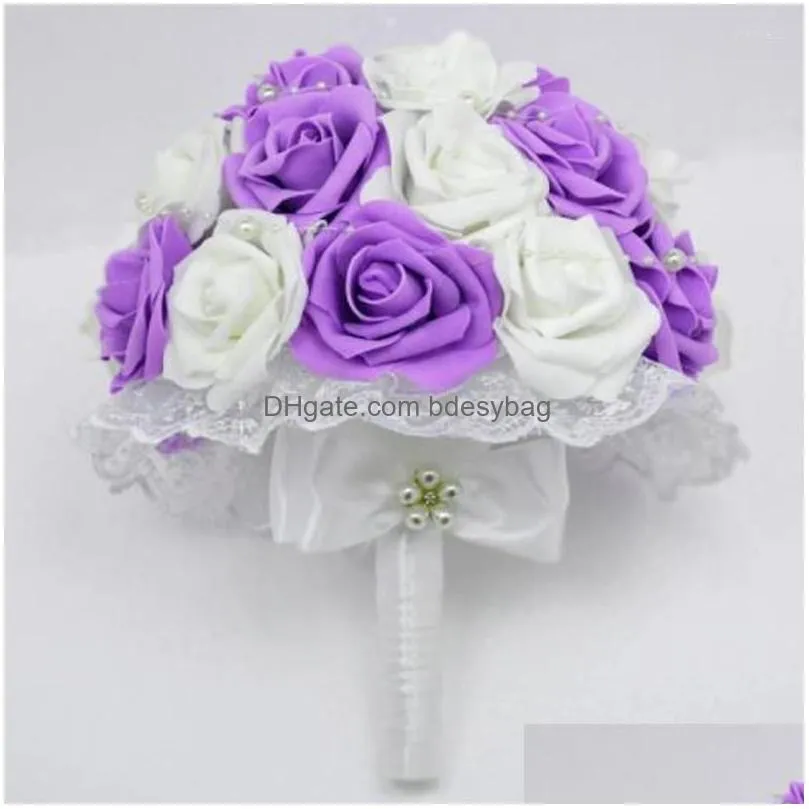 decorative flowers beautiful artificial red wedding bridal bouquets pearls flower rose bouquet