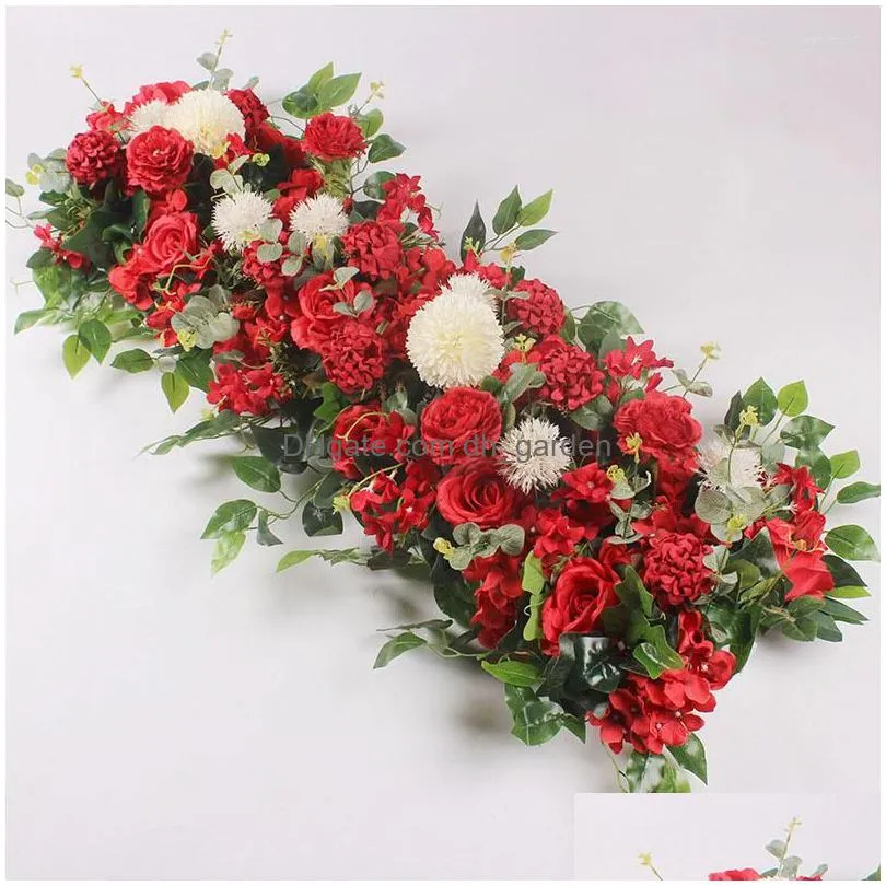 decorative flowers 50cm diy wedding iron arch backdrop silk peonie rose flower wall arrangement supplies artificial row decor