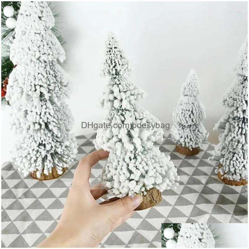 christmas decorations artificial mini tree nordic flocking year decoration white cedar merry xmas home party desktop ornaments navidad