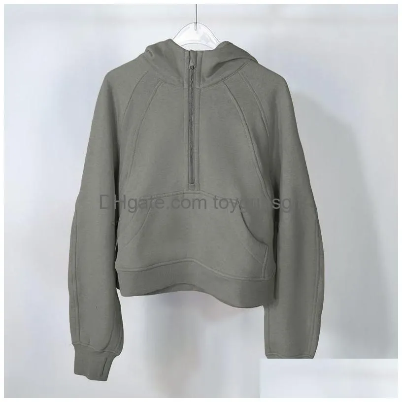 Womens Yogs Hoodie Plover Jackets For Women Coat Hoodies Half Zip Long Sleeve Fleece Sweatshirts With Pockets Drop Delivery Dhwit