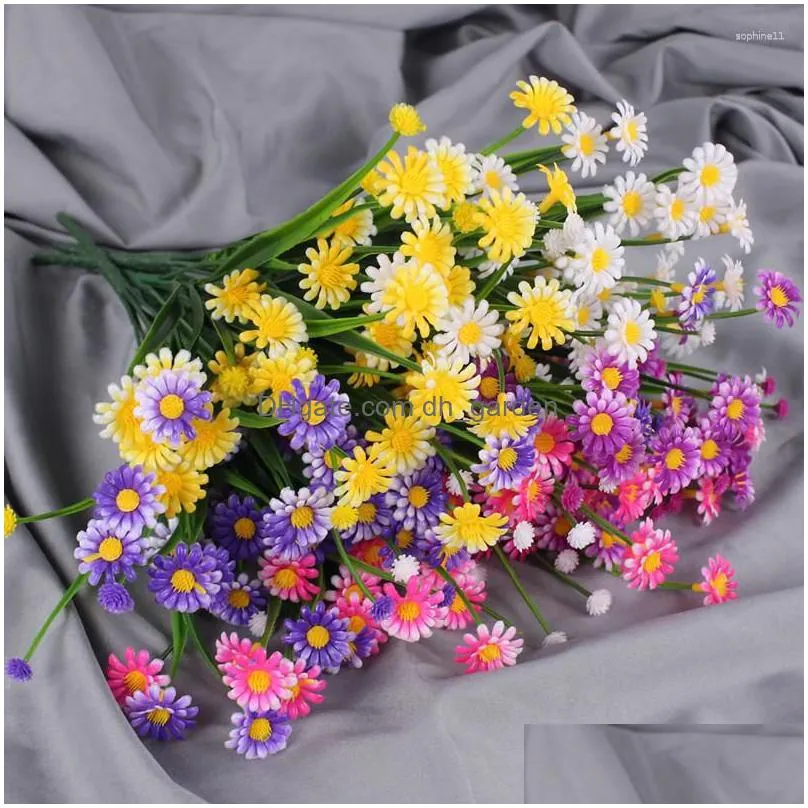 decorative flowers artificial plastic small daisy imitation town fake flower garden wedding decoration bouquet party outdoor