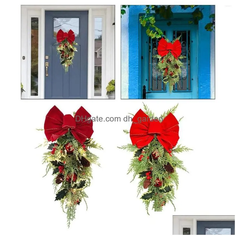 decorative flowers artificial christmas wreath green leaves outside for front door xmas party fireplace office porch living room