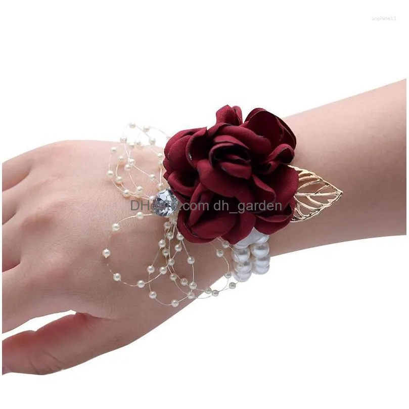 decorative flowers 9cm wrist flower bridesmaid sisters group wedding home decoration corsage with hand gift children dance