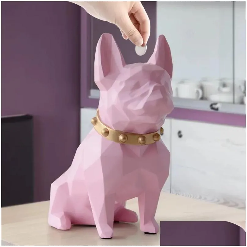 Novelty Items Novelty Items French Bldog Coin Bank Box Piggy Figurine Home Decorations Storage Holder Toy Child Gift Money Dog For Kid Dhx4C