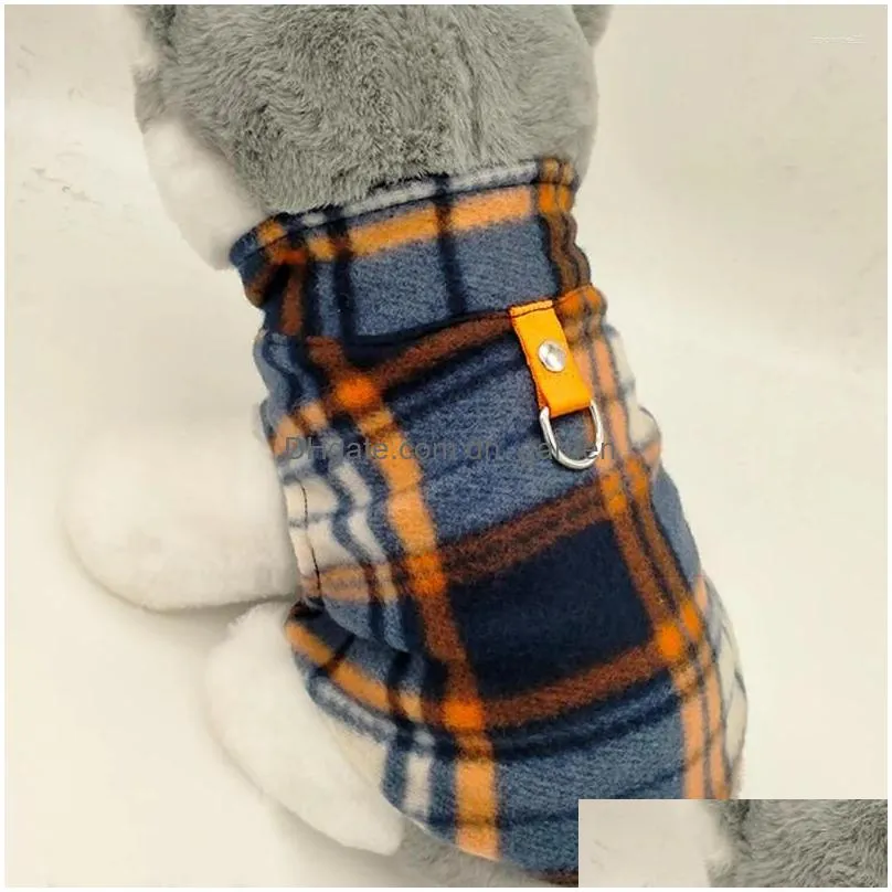 dog apparel vintage plaid warm fleece pet clothes autumn winter thickened vest coat small medium dogs costume traction ring