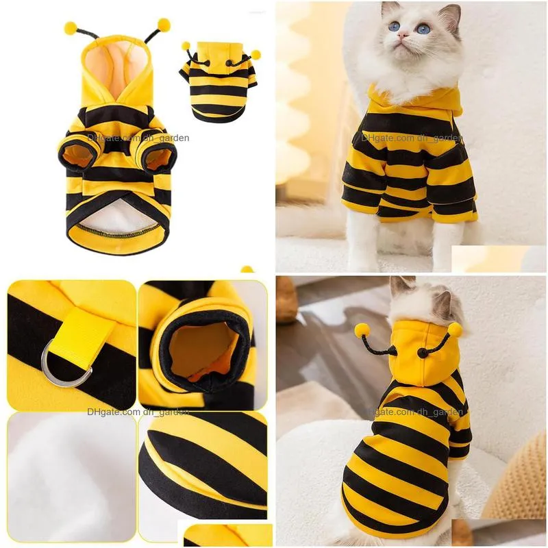 dog apparel bee costume pet halloween hoodies soft cat holiday cosplay warm clothes funny outfits for dogs kitten puppy