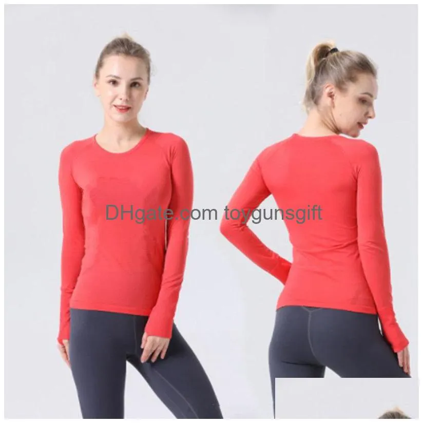 Womens Loose Fit Yoga T-Shirts Gym Stretchy Long Sleeve Crop Top Fitness Sports Tee Workout Blouses For Women Sell Drop Delivery Dhn9K