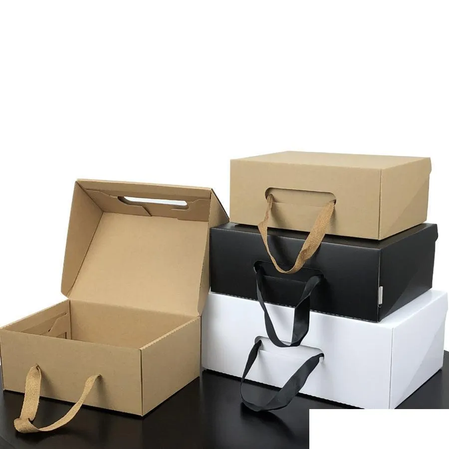 ecofriendly kraft paper gift box black/brown 4 size foldable carton packaging box suitable for clothes and shoes xd22886