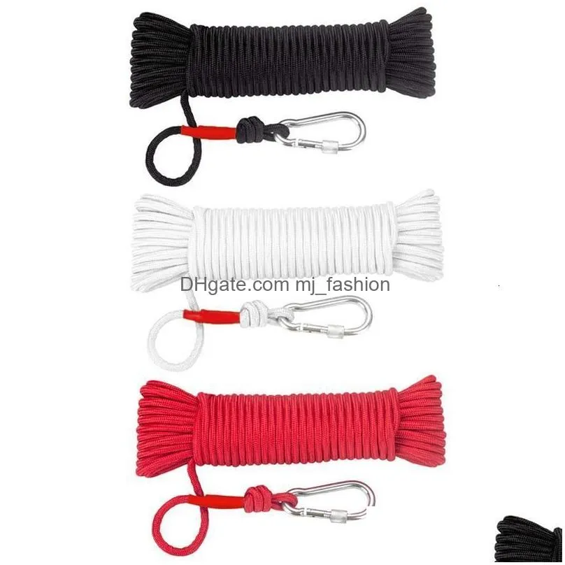 Cords, Slings And Webbing Cords Slings And Webbing 20 Meters Emergency Escape Rope With Climbing Buckle Fishing Magnet 8Mm Nylon Rescu Dhnjq