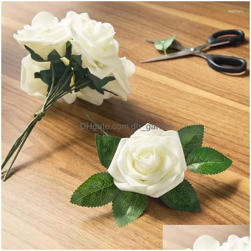 decorative flowers 50pcs artificial foam rose fake roses vintage diy bouquets for wedding bridal shower banquet party decor