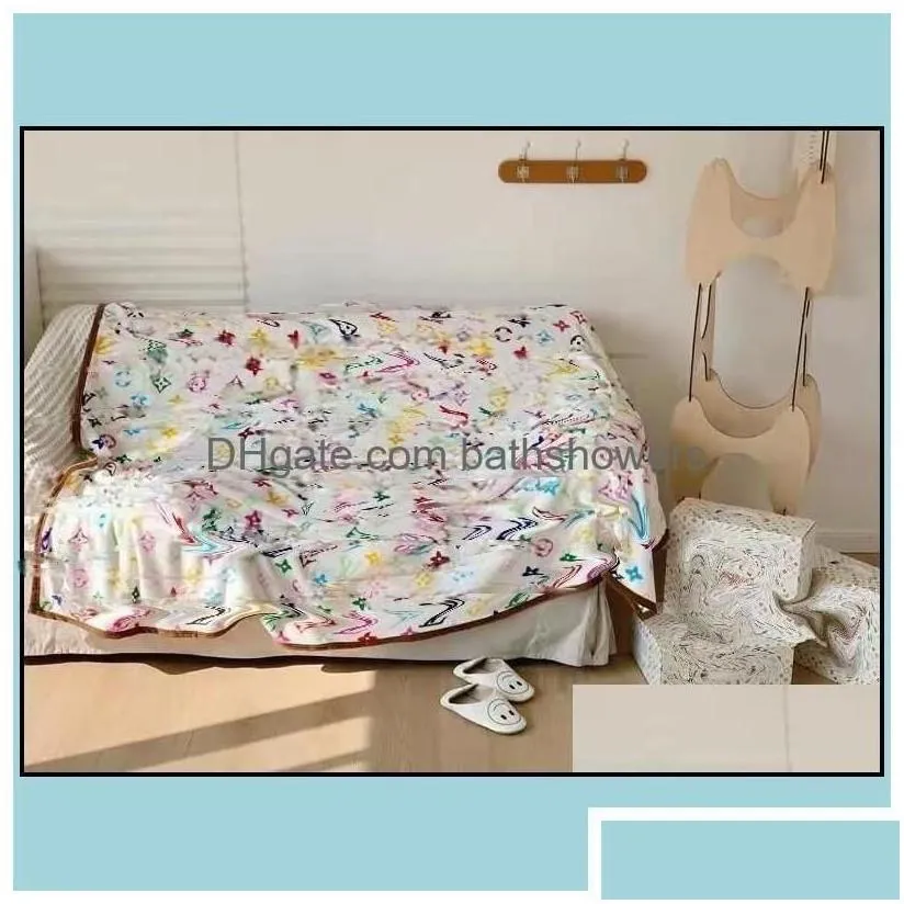 blankets 9 colors designer blanket printed old flower classic design delicate air conditioning travel bath towel soft winter dhv12