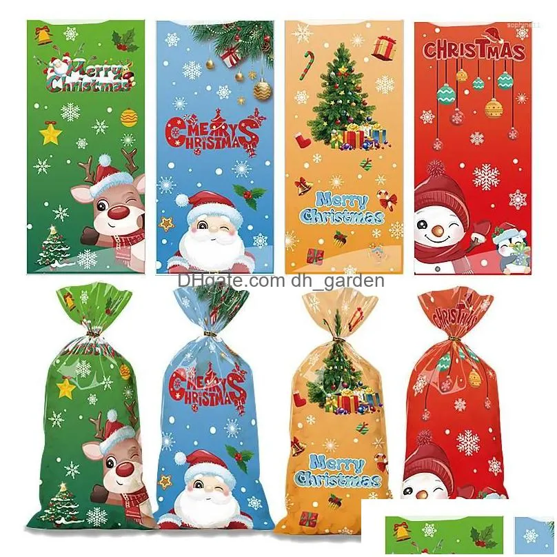 gift wrap 50pcs christmas candy bgas snowman cookie packaging bags 2023 decoration for home navidad noel year kids bag