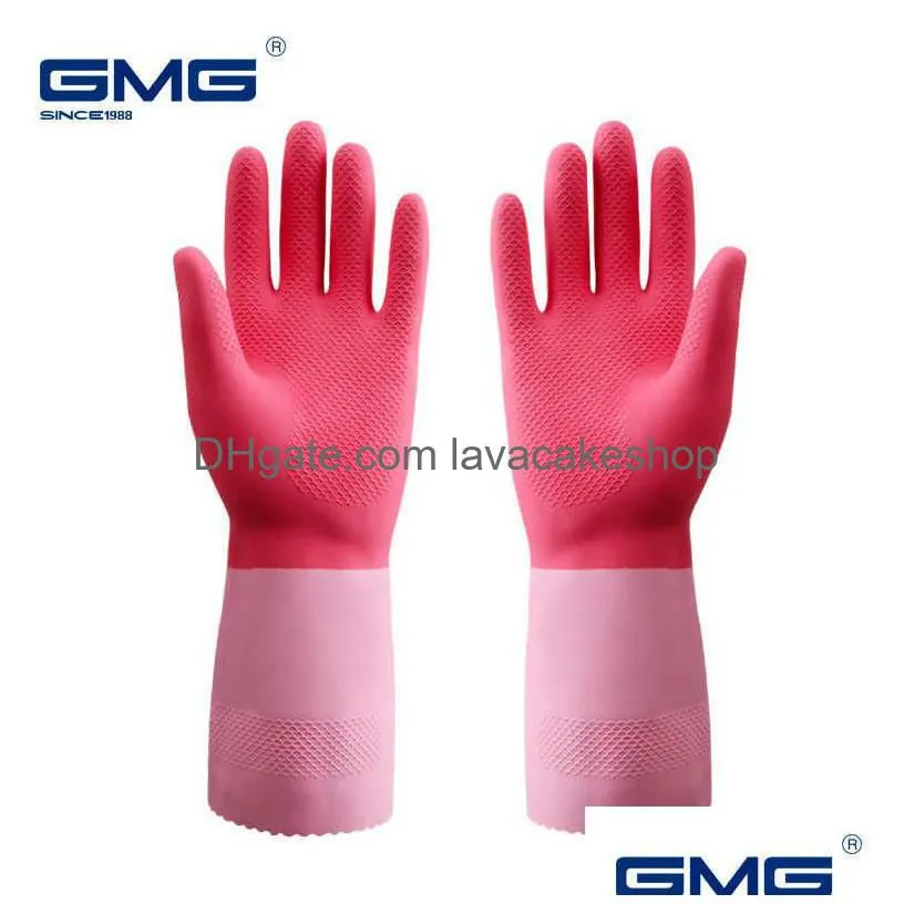 wholesale dishwashing gloves clean waterproof housework latex warm glove dust stop cleaning long rubber kitchen tools