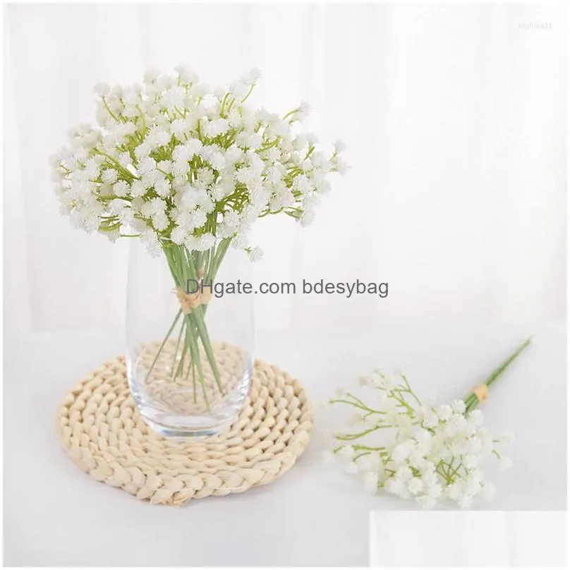 decorative flowers 20cm white babies breath artificial plastic gypsophila diy floral bouquets wedding party home arrangement decorations