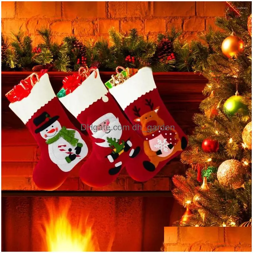 christmas decorations 6pcs felt holiday stockings gift kids bags treat candy for home tree decor year 2023