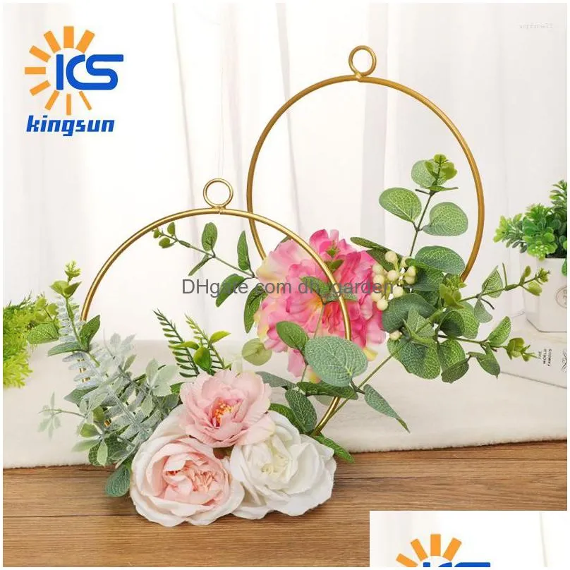 decorative flowers creative hanging wreath rose rattan home decoration indoor ceiling iron triangle square wall decor