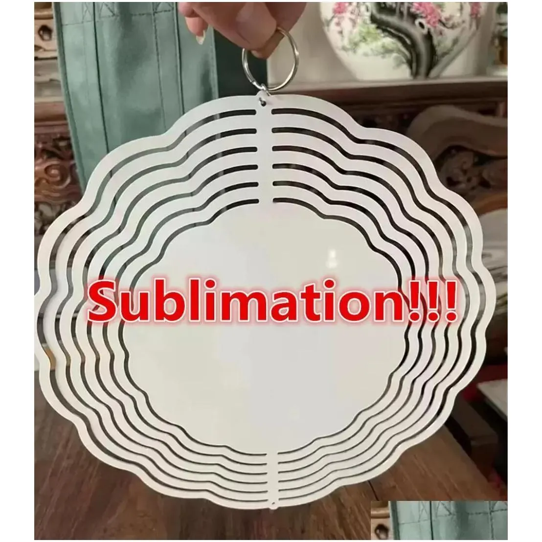 10 inch blank sublimation wind spinner decoration metal painting metal ornament double sides sublimated blanks diy christmas party gifts