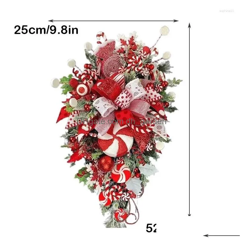 decorative flowers christmas wreath candy cane artificial window door hanging garlands rattan home decoration 2023