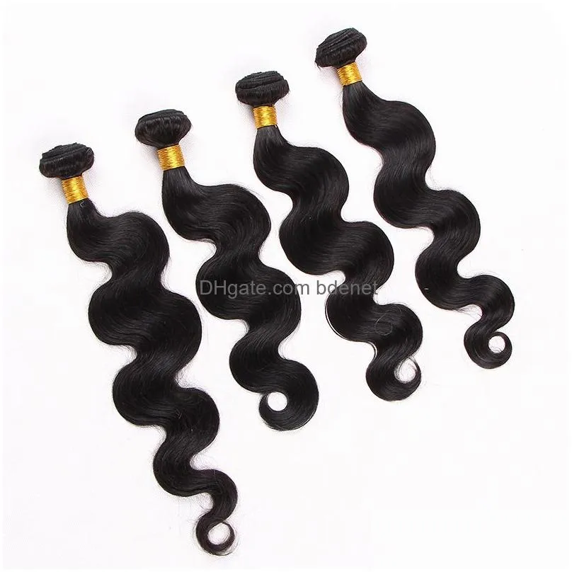 Human Hair Weaves Elibess Brand Top Quality Brazilian Virgin Human Hair Bundles Body Wave Weave Natural Black Color 100Gr One Piece 4P Dhitc