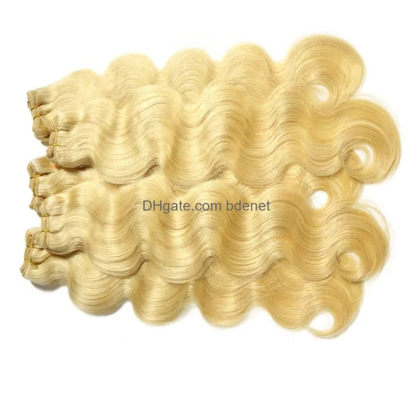 Virgin Hair Weave Elibess 3 Bundles 828 Inch Brazilian Virgin Remy Human Hair Loose Wave Yaki Straight Deep Curly Body Blonde Color 61 Dhnbo