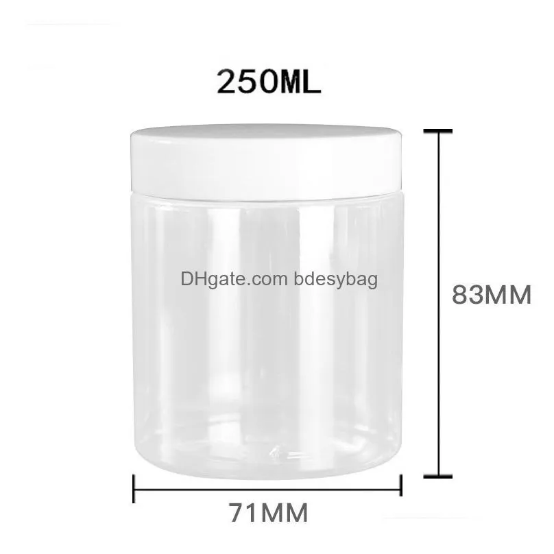 Storage Bottles & Jars Storage Bottles Sedorate 50 Pcs/Lot Clear Pet Plastic Jars With Aluminum Lid 250Ml Cosmetic Masque Container Ca Dh8Py