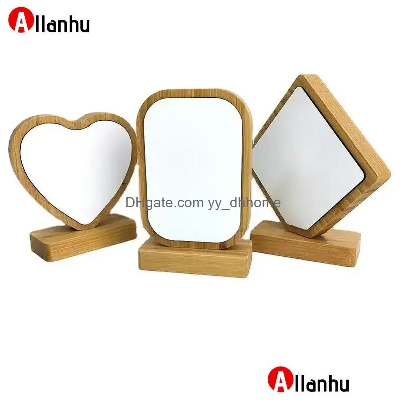 ups stock bamboos sublimation blank p o frame with base diy double sided wood love heart round frames picture painting decoration