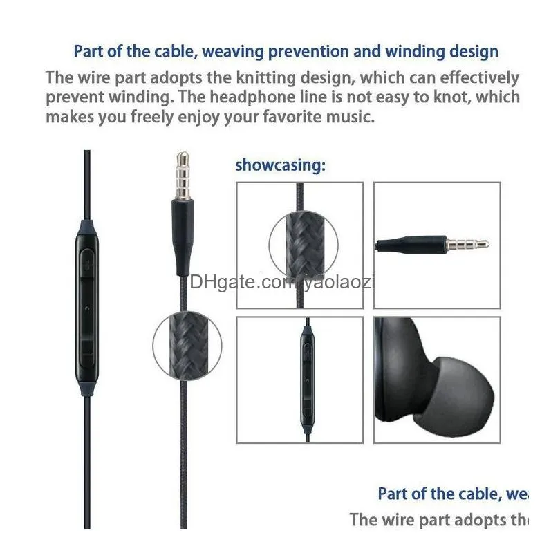s8 earphone headset mic for samsung galaxy s8 stereo sound earphone earbuds high quality earphones with wired in-ear headset