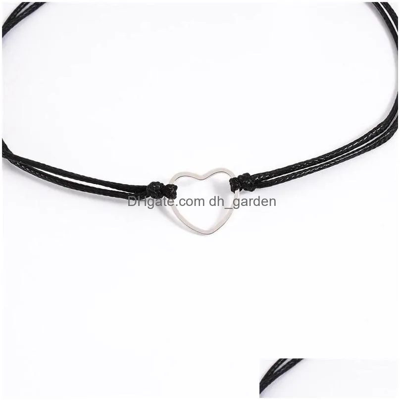 Chain Link Chain Friendship Bracelet Heart Charm Bracelets One For You Me Black String Braiding Couple Men Women Wish Card D Dhgarden Dhgxt