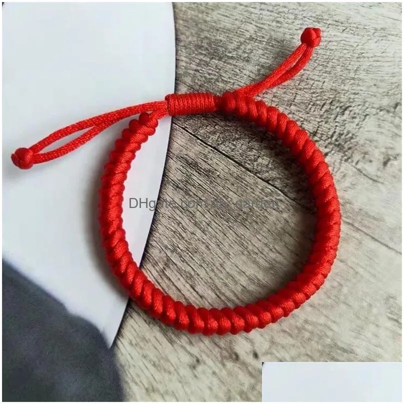 Chain Link Chain Red Rope Bracelet Hand-Woven Hand Childrens Couple Drop Delivery Jewelry Bracelets Dhgarden Dhvw5