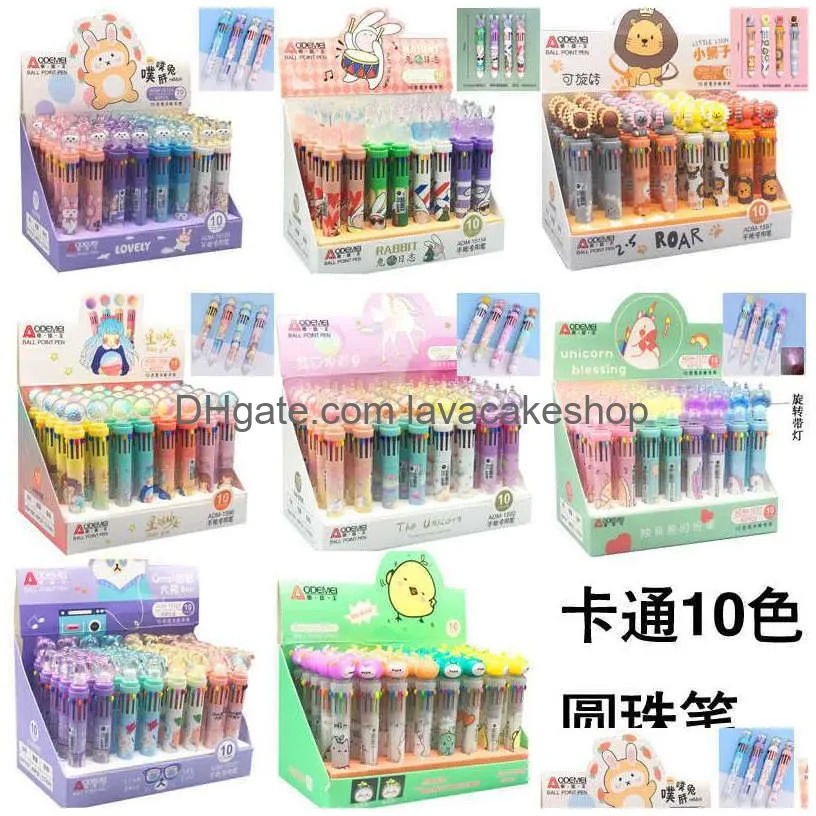 wholesale lats cartoon 10-color ballpoint pen anime multi-color oily cute school office supplies student gift stationery
