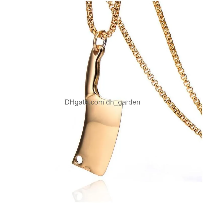 Pendant Necklaces Pendant Necklaces Mini Blade Chef Kitchen Knife Pendants For Men Cool 316L Stainless Steel Hip Hop Rapper Dhgarden Dht2D