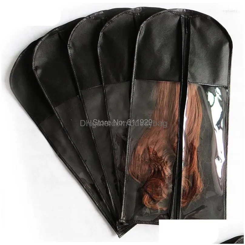 Storage Bags Storage Bags Wholesales Stock Women Hair Extension Packing Bag/Non-Woven Fabric Bag/Custom Bag 5 Pcs A Lot Drop Delivery Dhepr