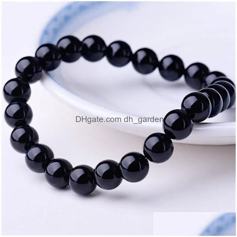 Chain Link Chain Beaded Bracelet 8Mm Natural Stone Beads For Men Gorgeous Semi-Precious Stones Black Agate Lava Tiger Eye Re Dhgarden Dhall