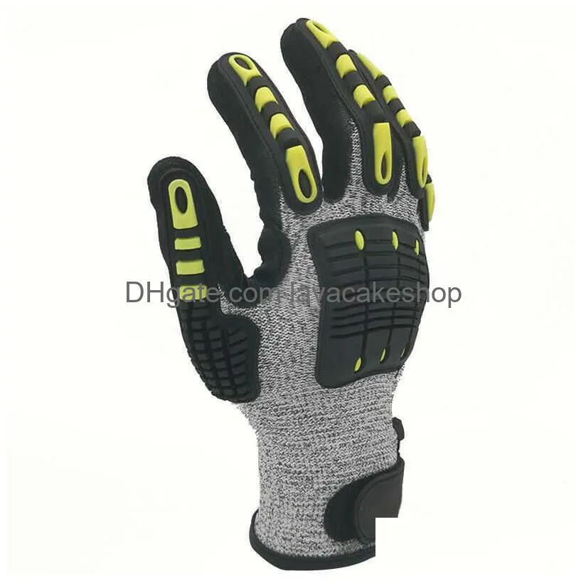 wholesale heavy duty cut resistant gloves anti impact vibration oil safety work shock absorbing tpr mechanical