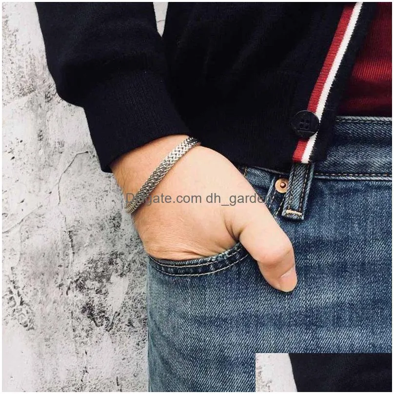 Chain Link Chain Fashion Stainless Steel Bracelet 4 Color Domineering Charm Bali Mens Double Personality Jewelry Drop Delive Dhgarden Dhcg4