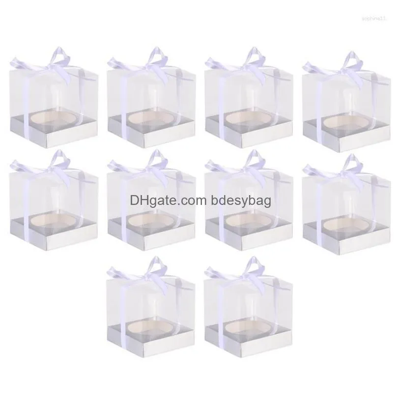 Gift Wrap Gift Wrap 10Pcs Cake Packing Box Clear Containers Transport Container Carrier Cupcake Drop Delivery Home Garden Festive Part Dhy9U