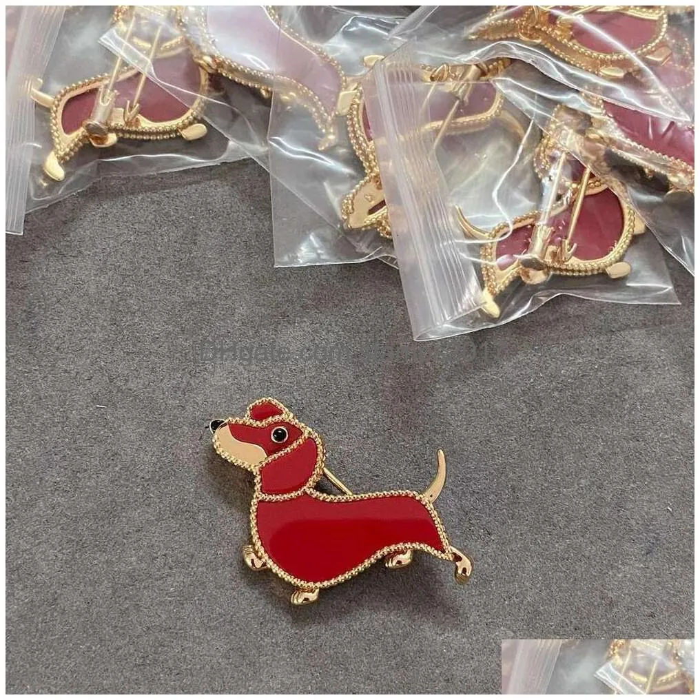 v gold plated mijin dachshund animal breast needle lucky children series cnc high edition full and round