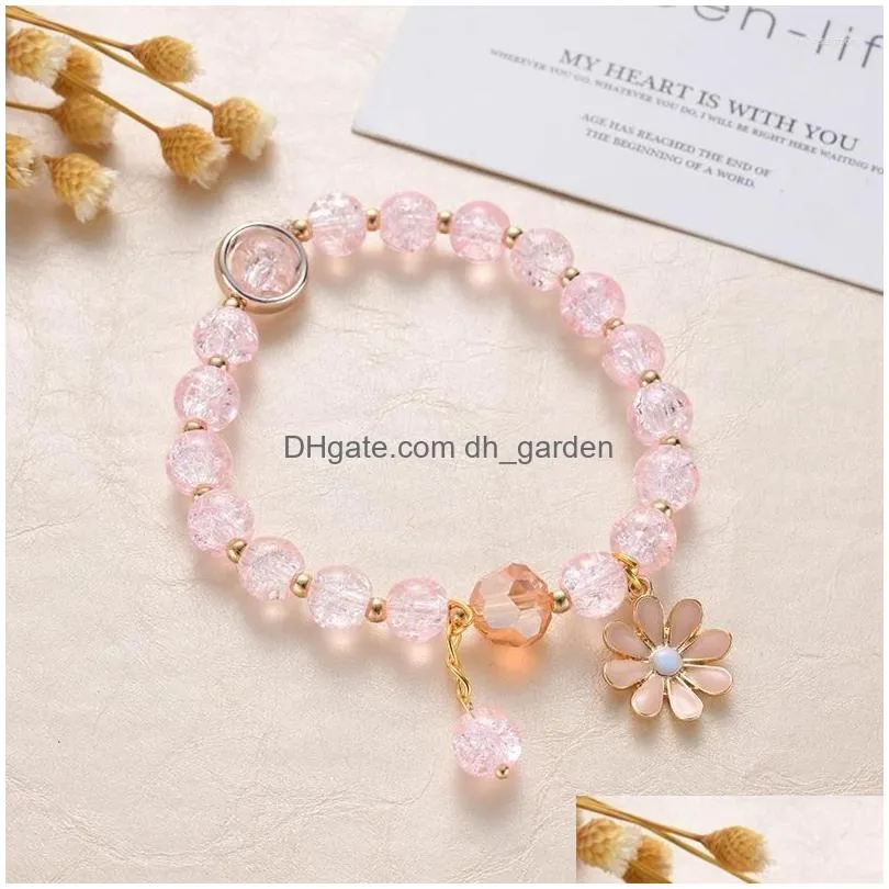 Charm Bracelets Charm Bracelets 2022 Fashion Cute Bracelet Flower Glass Filled Female Sun Sisters Girlfriends Drop Delivery Dhgarden Dhx5C