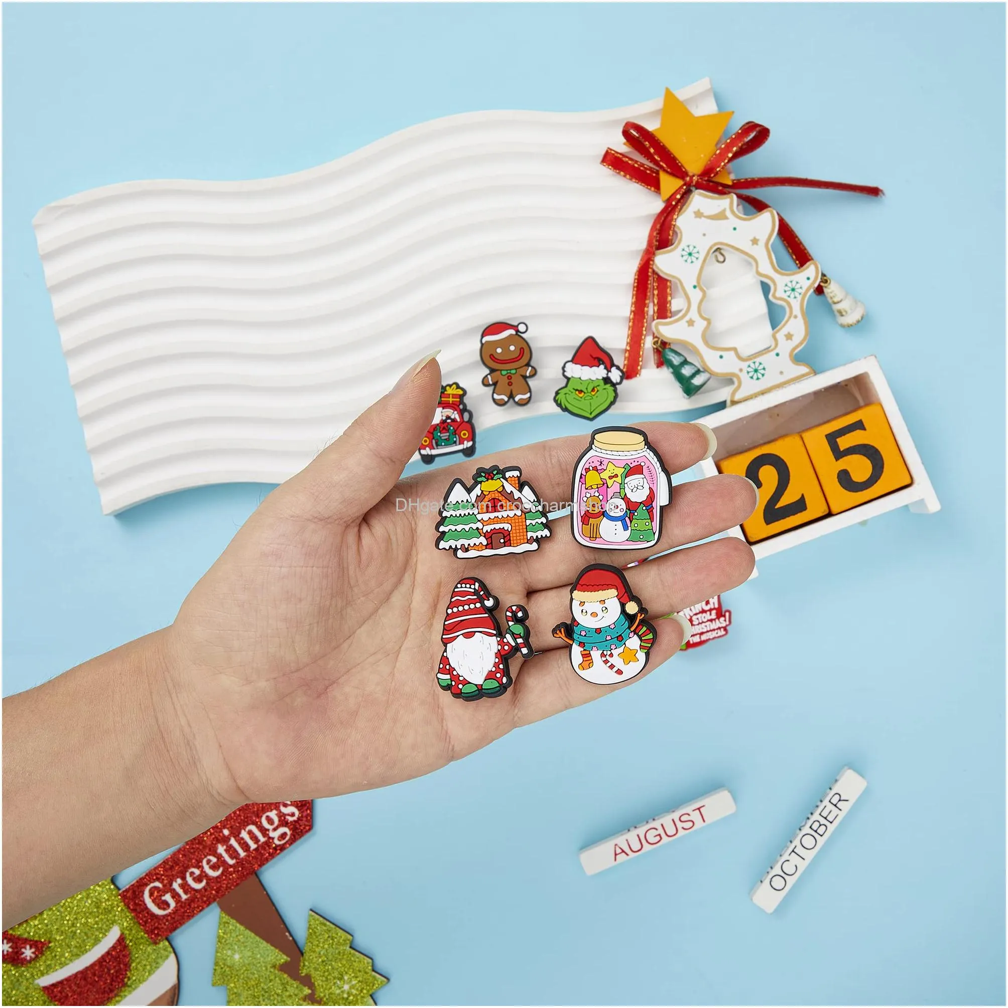 christmas shoe charms fit for clog clog wristband bracelet decoration santa claus pins accessories for women men kids boy girl adult birthday christmas party favor gifts