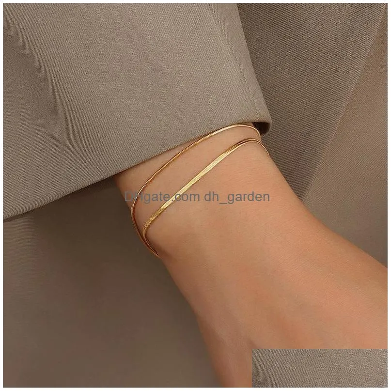 Chain Link Chain Sell 316L Stainless Steel Gold Sier Plated Two Layer Bracelet For Women Charm Trendy Jewelry Drop Delivery Dhgarden Dhlag
