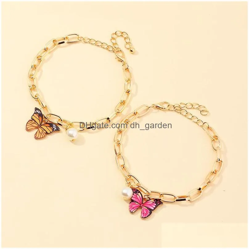 Chain Link Chain Makersland Butterfly Bracelet For Girls Pearl Women Accessories Adjustable Fashion Jewelry Wholesale Drop D Dhgarden Dhsdv