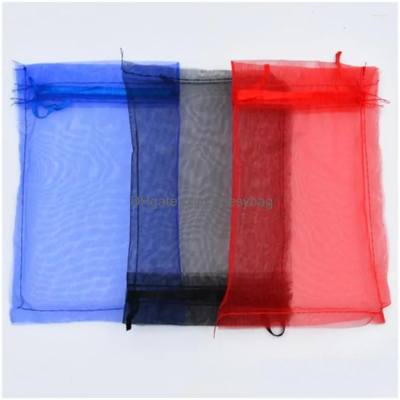 Gift Wrap Gift Wrap 100Pcs Organza Jewelry Packaging Bag 9X12Cm Wedding Favor Party Bags Christmas Wholesale Drop Delivery Home Garden Dhrcu