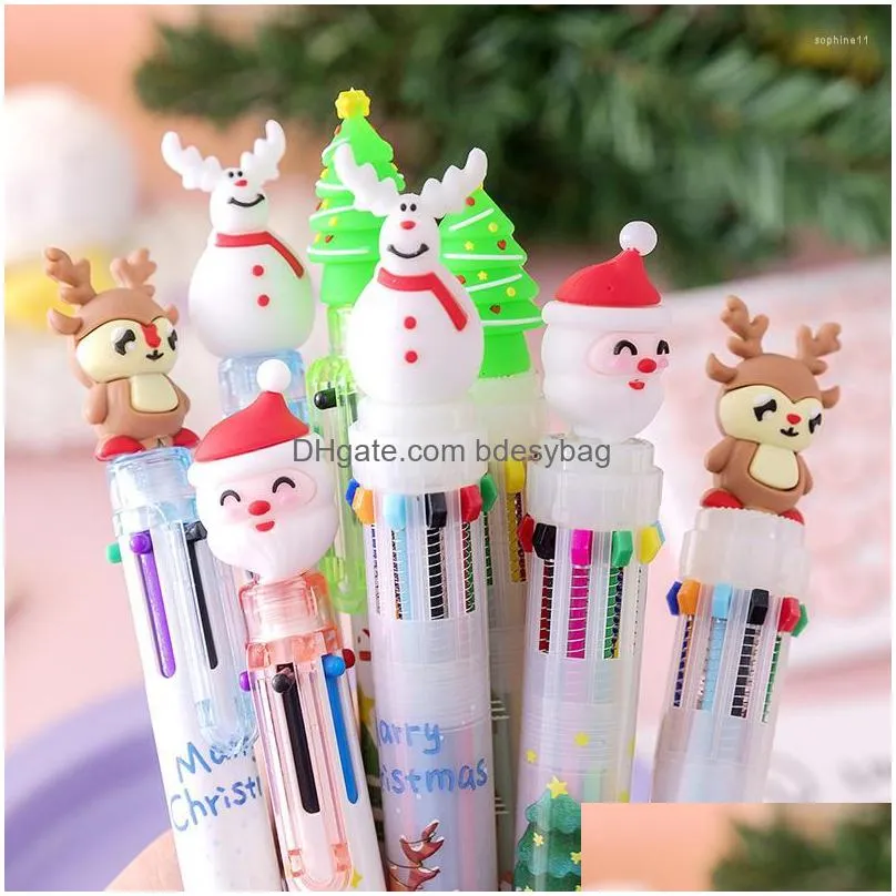 Ballpoint Pens Wholesale Cartoon Colorf Pen Santa Claus Xmas Tree Deer Ballpoint Merry Christmas Gifts Stationery Writing Tool Office Dho4W