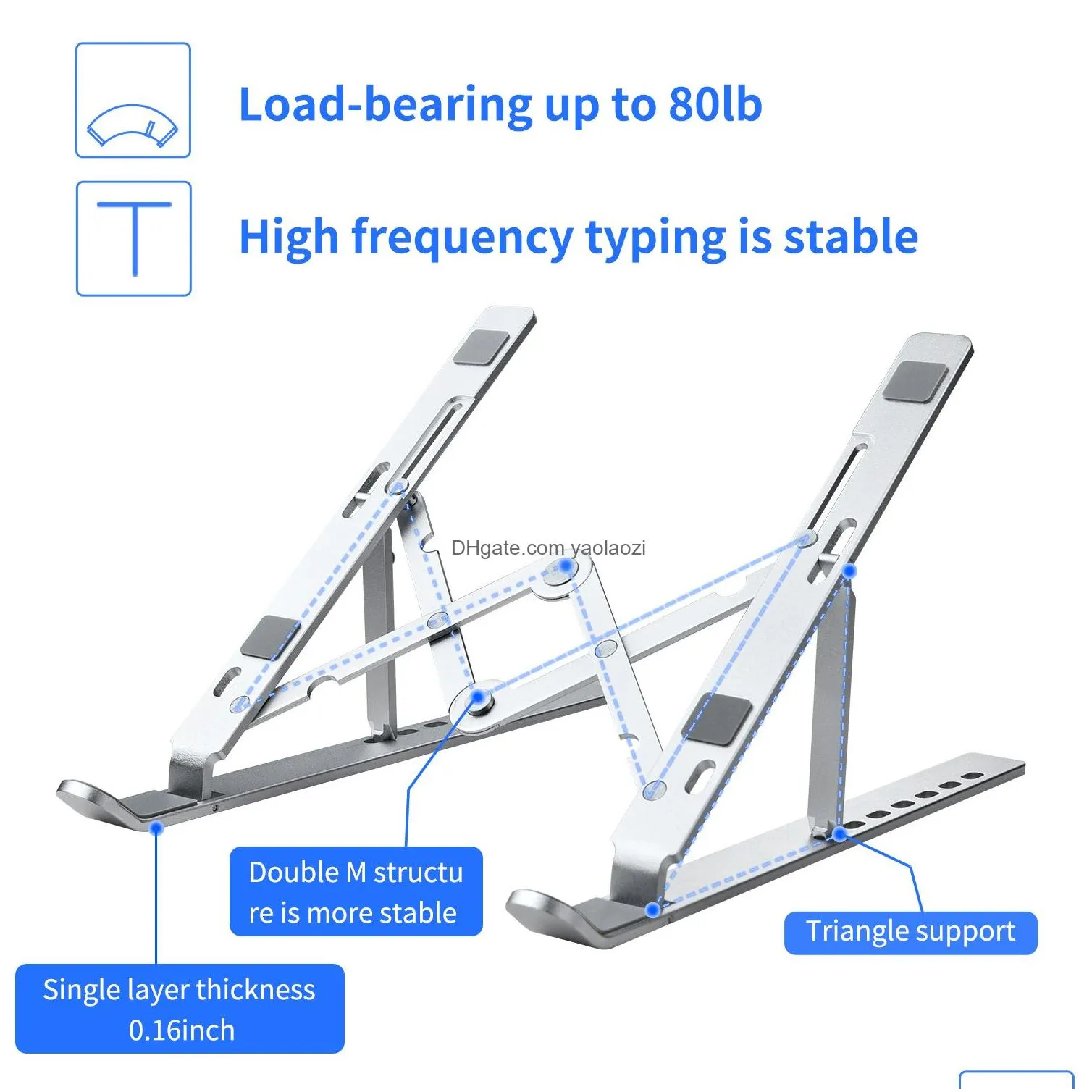 1pcs tablet pc holder laptop stand for 7 to 17 inch 1545 degree triangle adjustable portable aluminum alloy material7142611