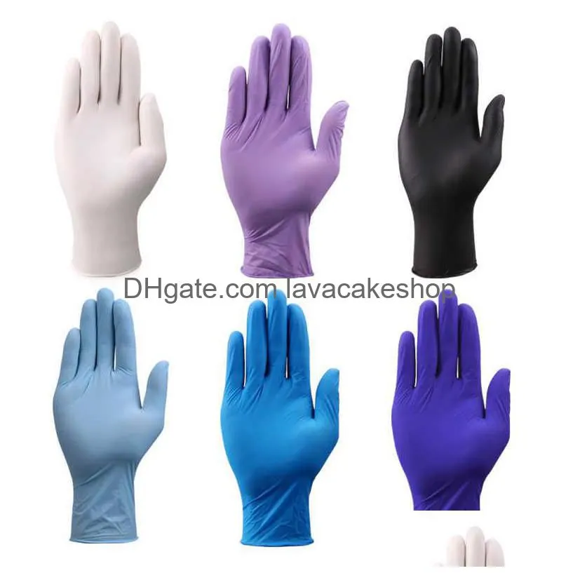 wholesale nitrile gloves white 100pcs food grade waterproof allergy free disposable work safety 100% mechanic glove