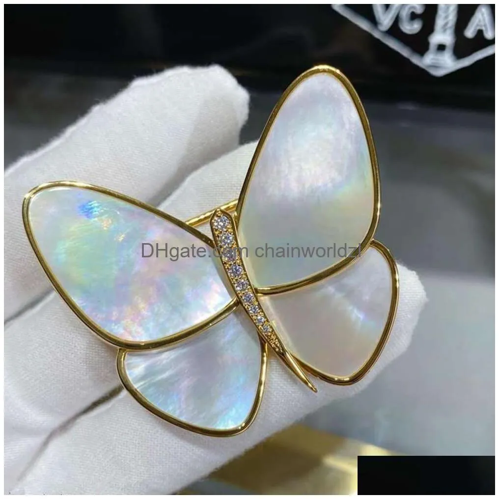 v gold natural white fritillaria grey fritillaria vanly cleefly butterfly brooch cnc high edition smooth full and round